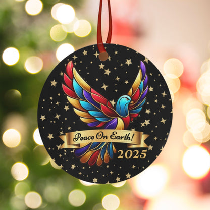 2025 Christmas Dove Metal Ornament – Peace on Earth