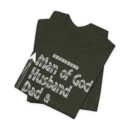 Man of God Husband Dad & Blessed Men's Father's Day Christian Faith T-Shirt