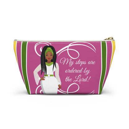 African American Accessory Bag - My Steps Are Ordered By The Lord, Christian Faith Inspired Pouch