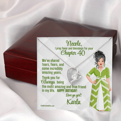 Chapter Birthday Card With The Forever Love Necklace - Brunette