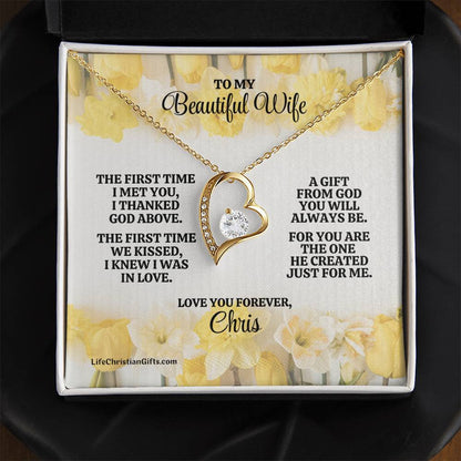 Christian Wife Message Card And Forever Love Necklace - The First Time