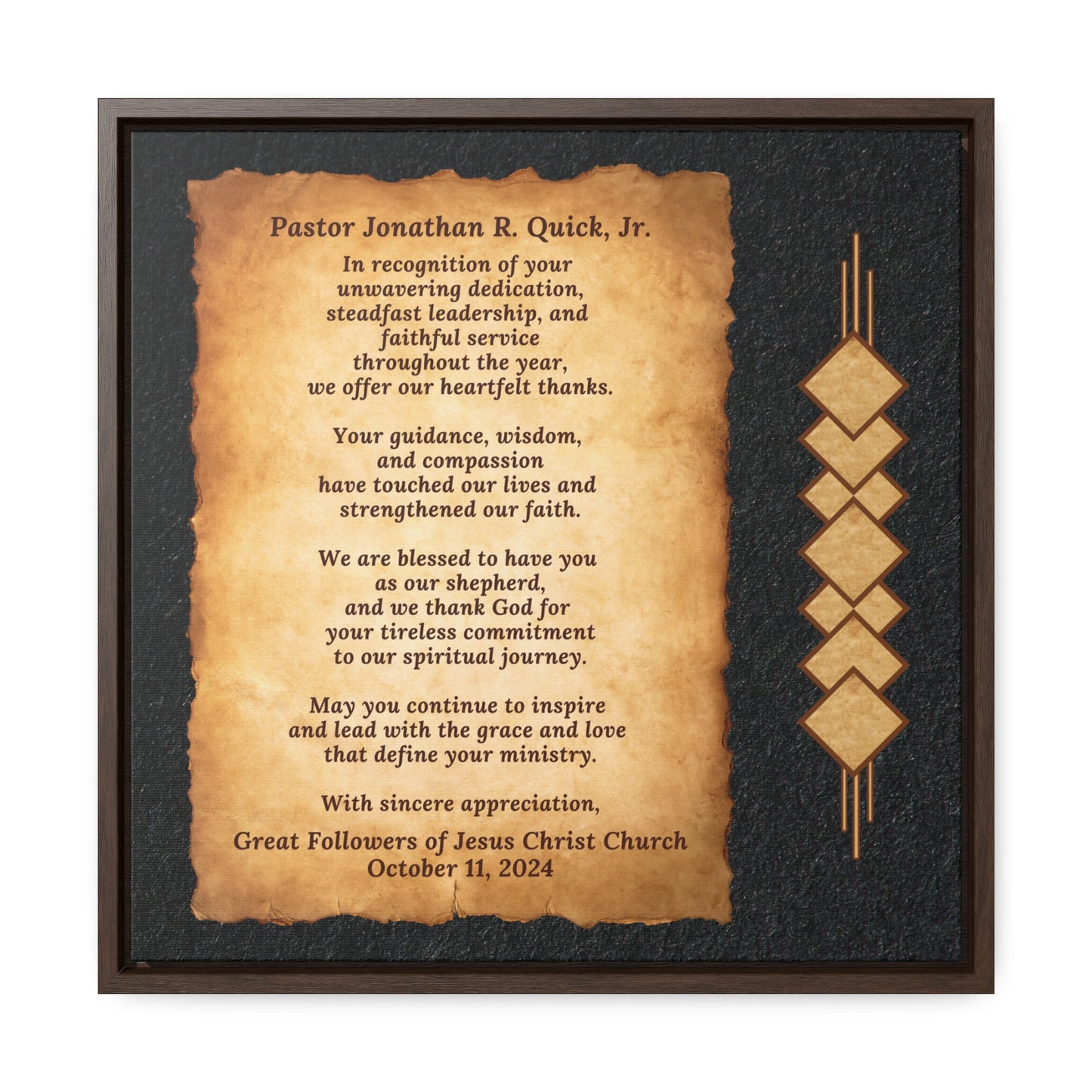 Pastor Appreciation Wall Art Gift Plaque, Personalized Thank You Poem