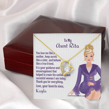 Personalized Auntie Forever Love Necklace Message Card - Love Like Mother - Blonde