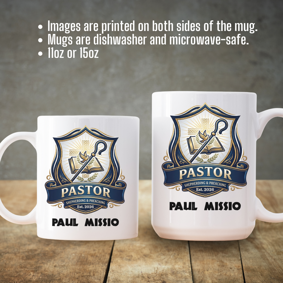 Personalized Pastor Appreciation Mug | Emblem of Ministry