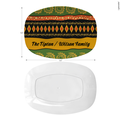 Personalized African Print Family Platter – Kente-Inspired Decorative Kitchen Serving Tray