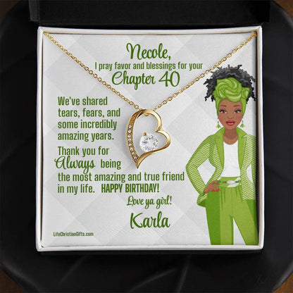 African American Chapter Birthday Card With The Forever Love Necklace