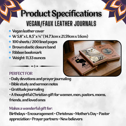 Difference Maker - Sunday School Teacher Personalized Vegan Leather Journal For Bible Study or Prayer Notebook