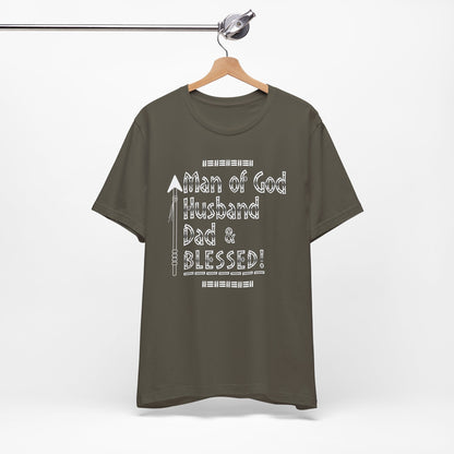 Man of God Husband Dad & Blessed Men's Father's Day Christian Faith T-Shirt
