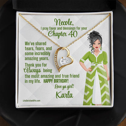 Chapter Birthday Card With The Forever Love Necklace - Brunette