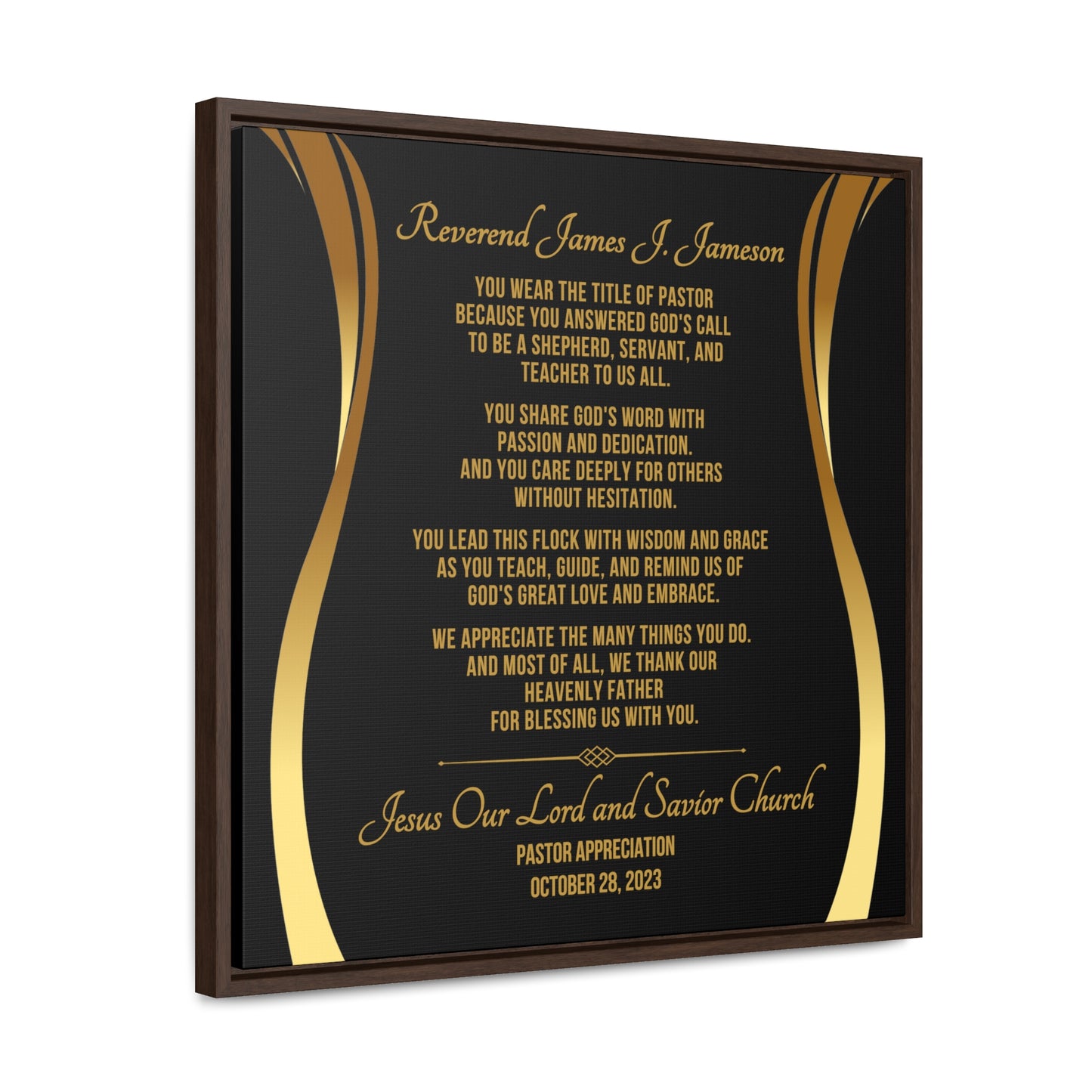 Custom Pastor Appreciation Poem Framed Canvas Wrap - Title Of Pastor