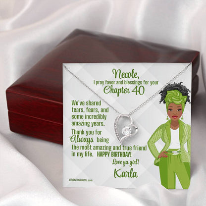 African American Chapter Birthday Card With The Forever Love Necklace