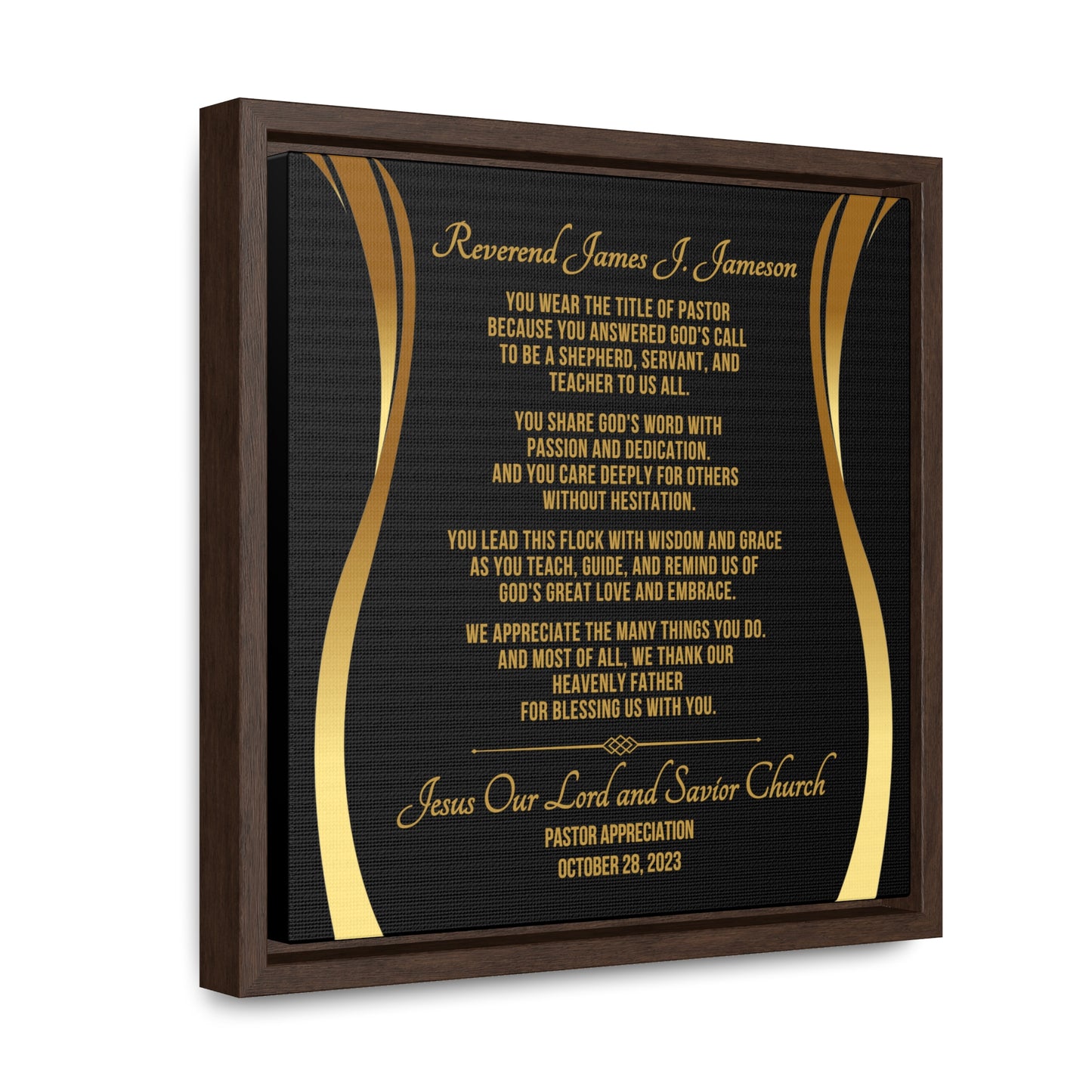 Custom Pastor Appreciation Poem Framed Canvas Wrap - Title Of Pastor