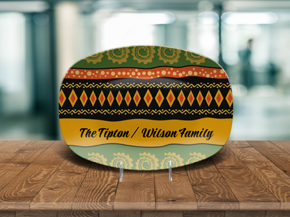 Personalized African Print Family Platter – Kente-Inspired Decorative Kitchen Serving Tray