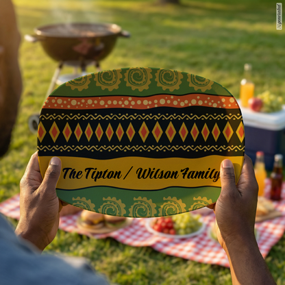 Personalized African Print Family Platter – Kente-Inspired Decorative Kitchen Serving Tray