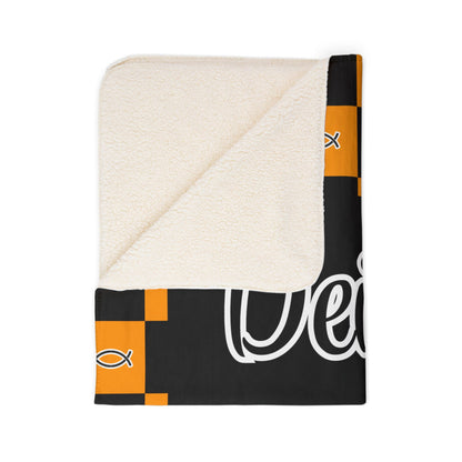 Personalized Wonderfully Made Sherpa Blanket -Black and Gold