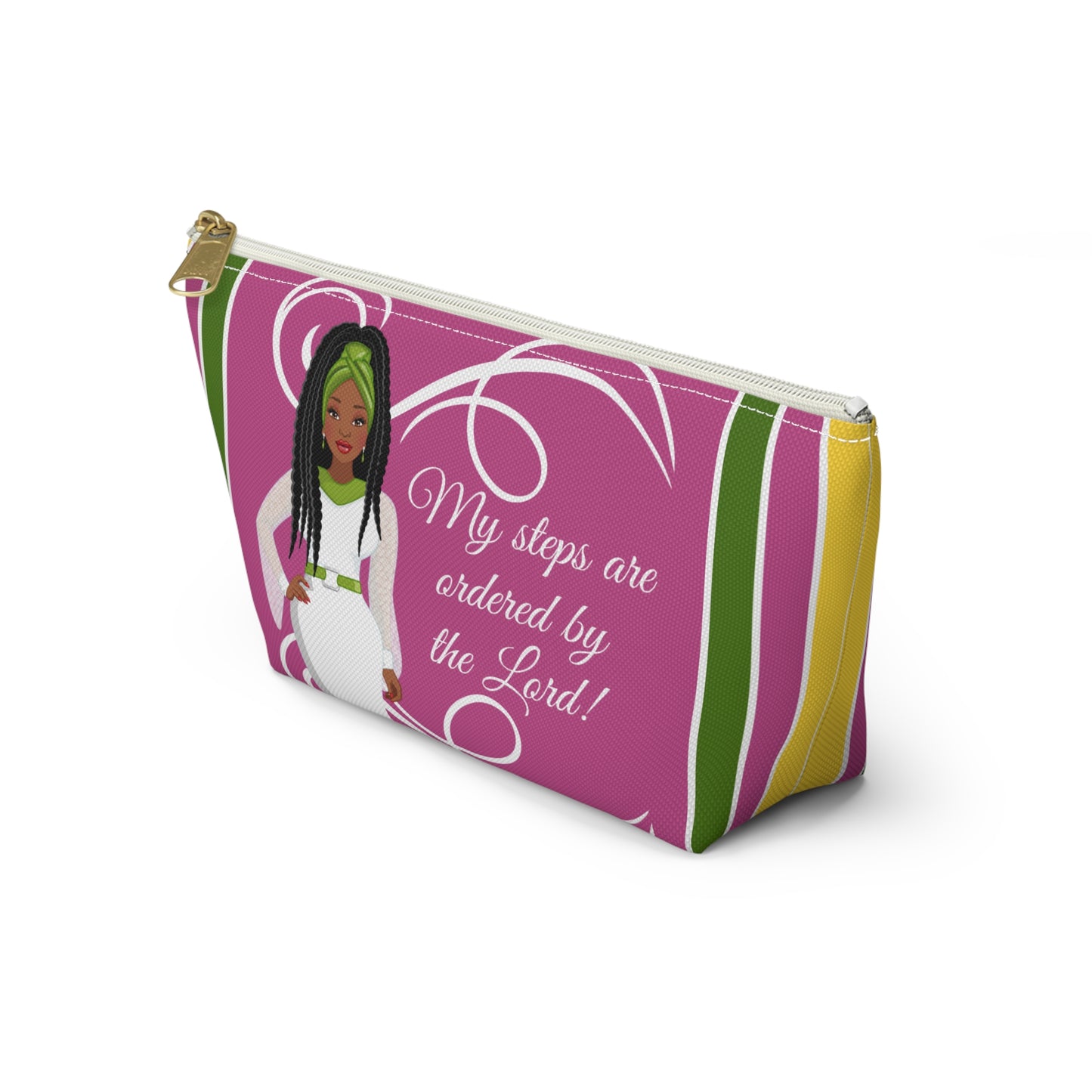 African American Accessory Bag - My Steps Are Ordered By The Lord, Christian Faith Inspired Pouch