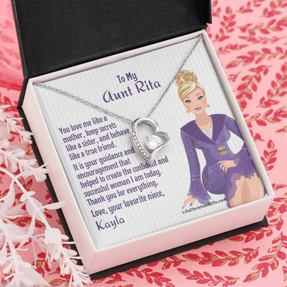 Personalized Auntie Forever Love Necklace Message Card - Love Like Mother - Blonde