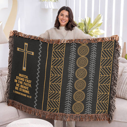 Afrocentric Christian Woven Blanket For Father's Day