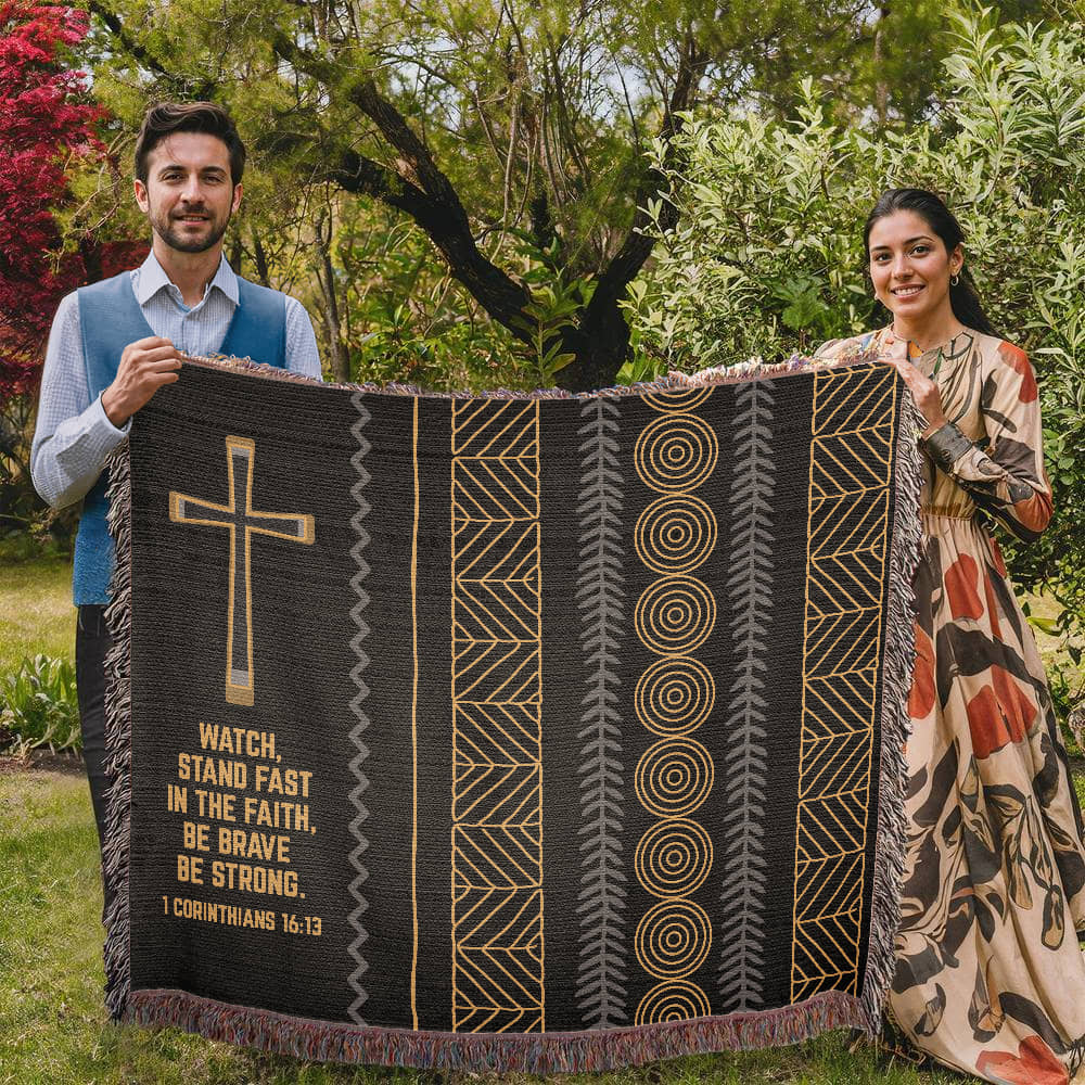 Afrocentric Christian Woven Blanket For Father's Day