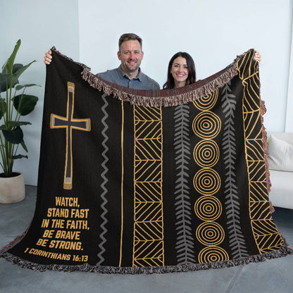Afrocentric Christian Woven Blanket For Father's Day