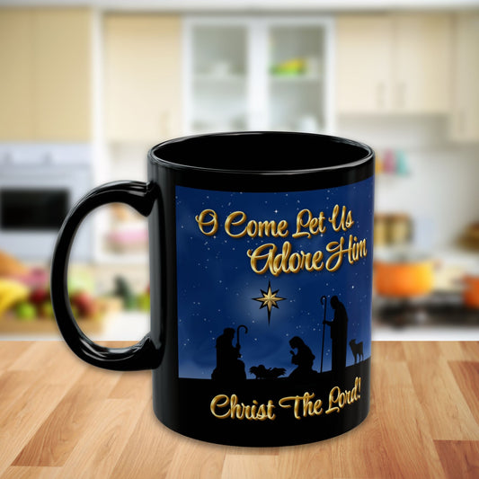 Come Adore Him Nativity Scene Christmas Mug