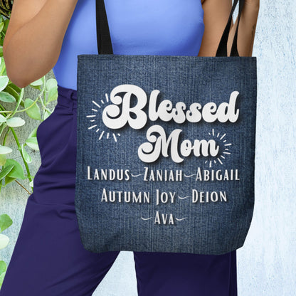 Blessed Mom Personalized Tote Bag