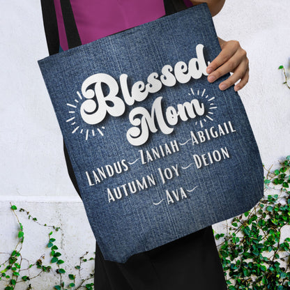 Blessed Mom Personalized Tote Bag