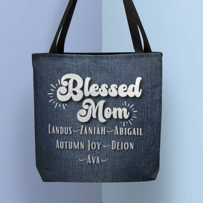 Blessed Mom Personalized Tote Bag