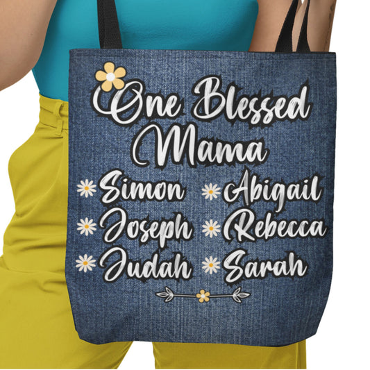 One Blessed Mama Personalized Tote Bag