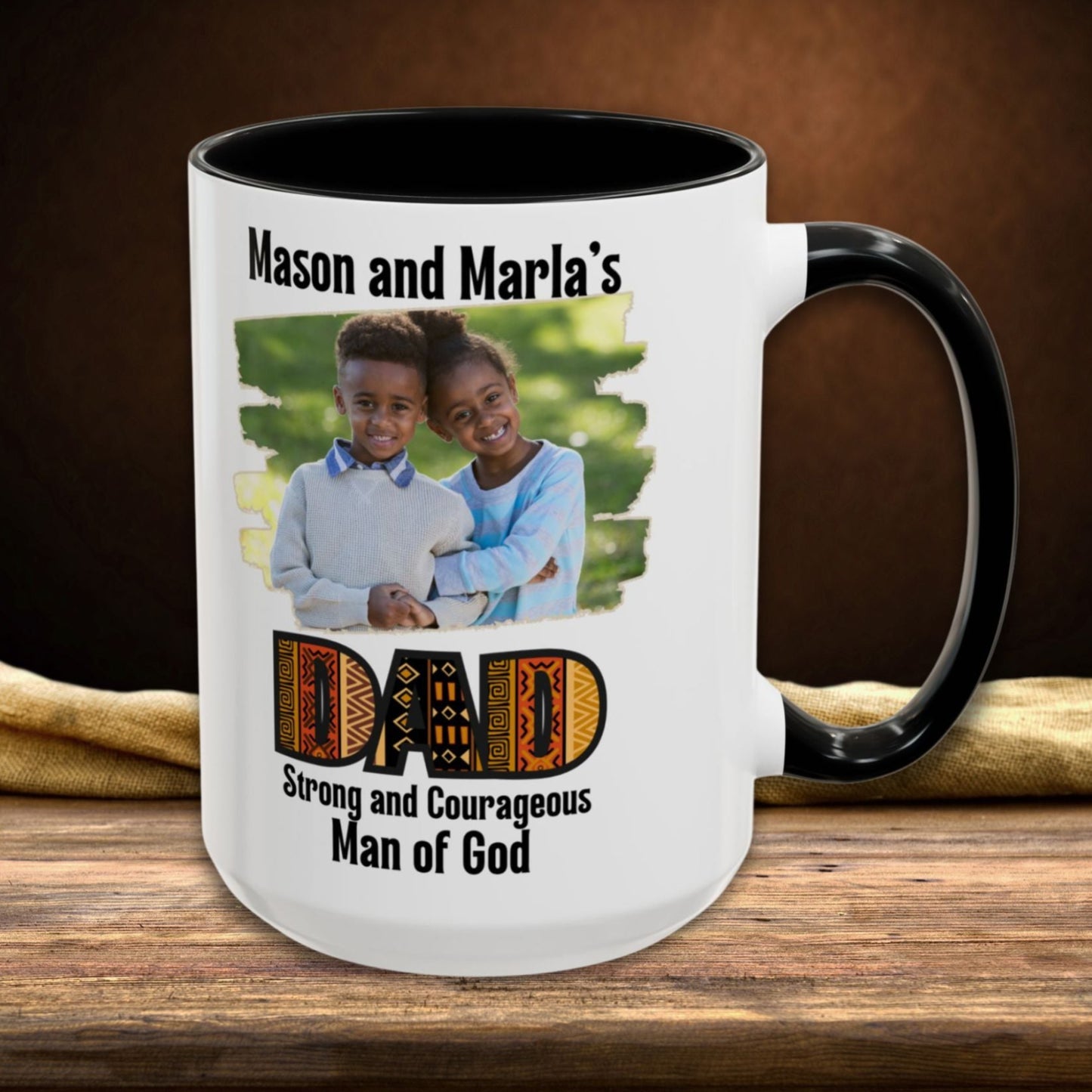 Personalized Father's Day Mug With Afrocentric Pattern