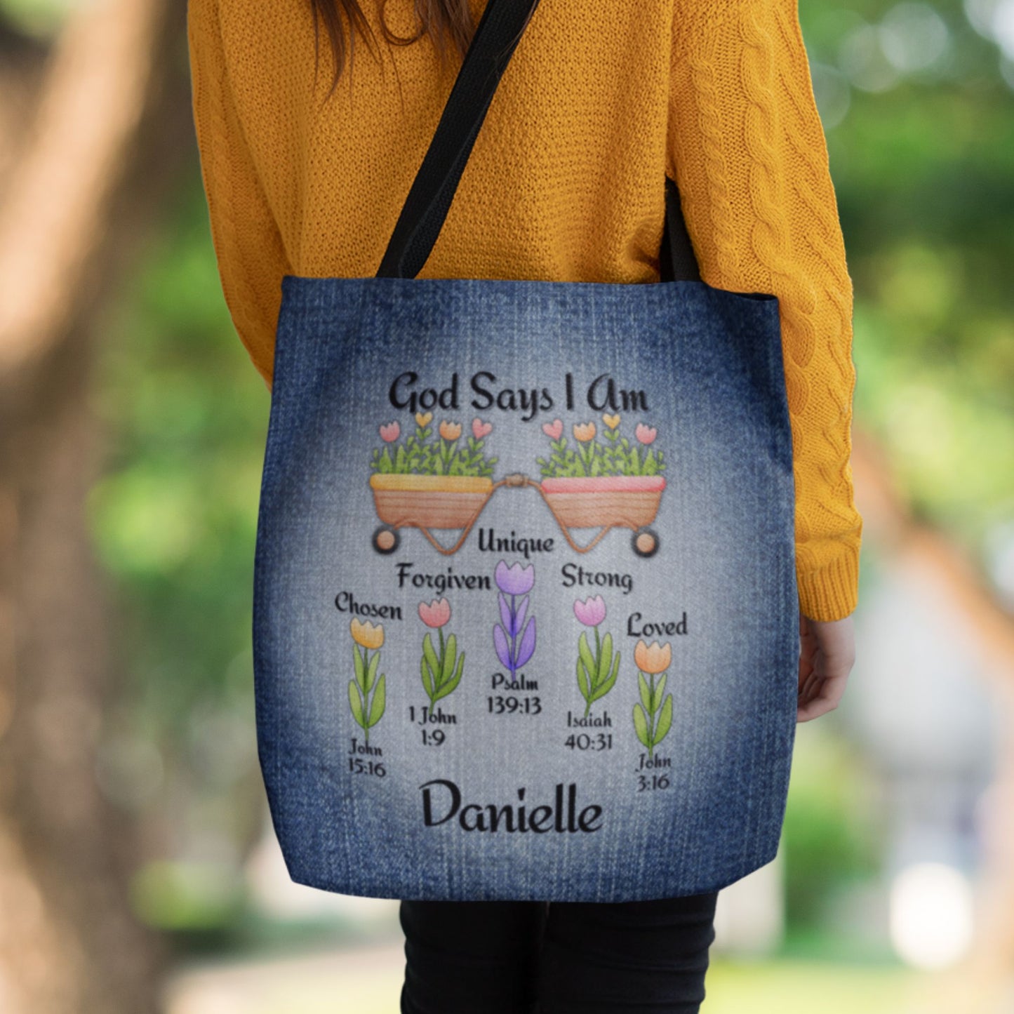 Affirmations God Says I Am Personalized Christian Tote Bag