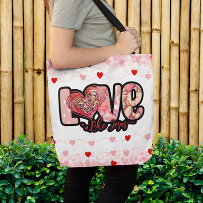 Love Like Jesus Tote Bag - Hearts