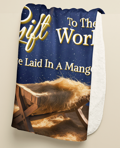 Christmas Manger Sherpa Throw Blanket