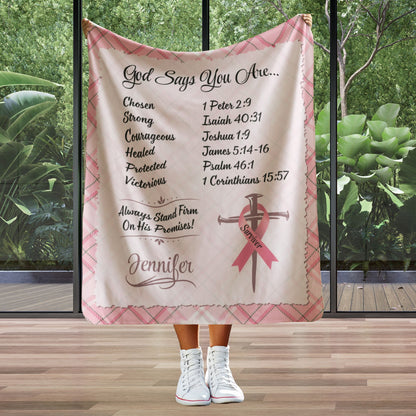 Personalized Breast Cancer Survivor God Affirmations Bible Verse Blanket