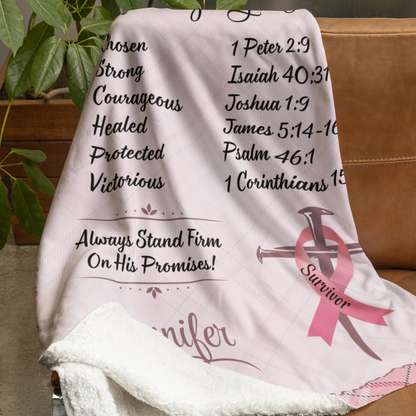 Personalized Breast Cancer Survivor God Affirmations Bible Verse Blanket