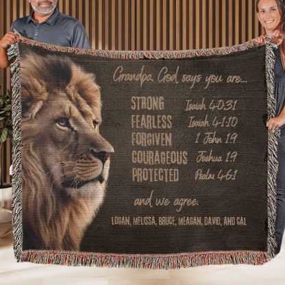 Personalized Woven Blanket For Grandpa - Bible Affirmations