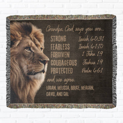 Personalized Woven Blanket For Grandpa - Bible Affirmations