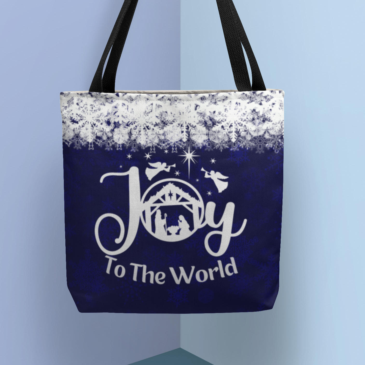 Nativity Scene Joy To The World Christmas Tote Bag