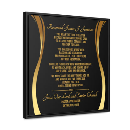 Pastor Appreciation Or Anniversary Framed Canvas Wall Plaque