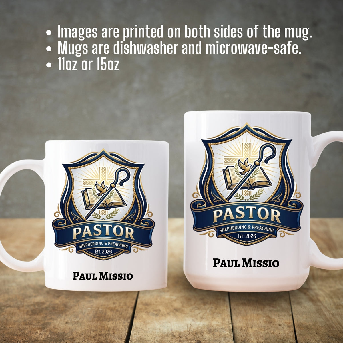 Personalized Pastor Appreciation Mug | Emblem of Ministry