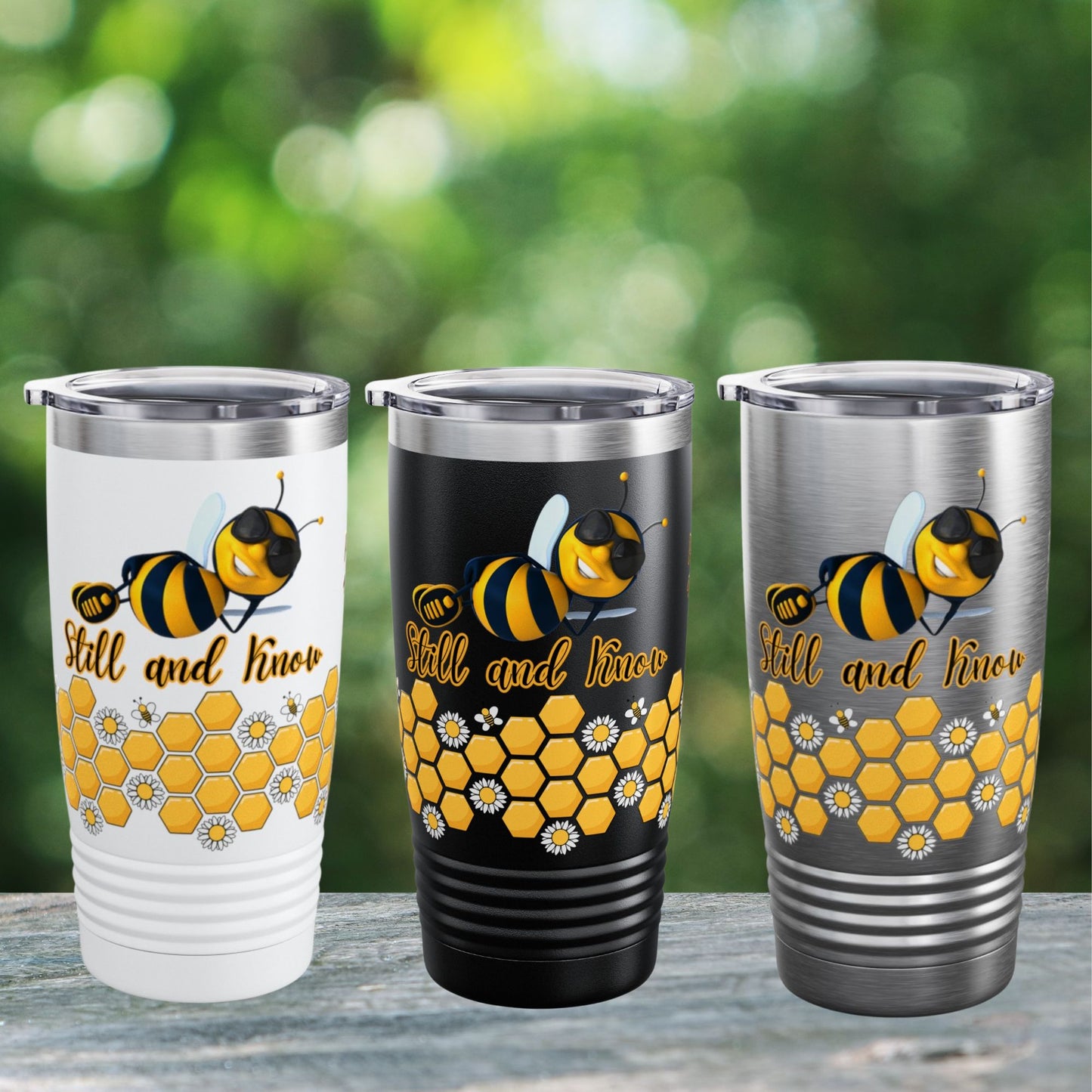 Bee Still And Know Bible Verse 20oz Ringneck Tumbler