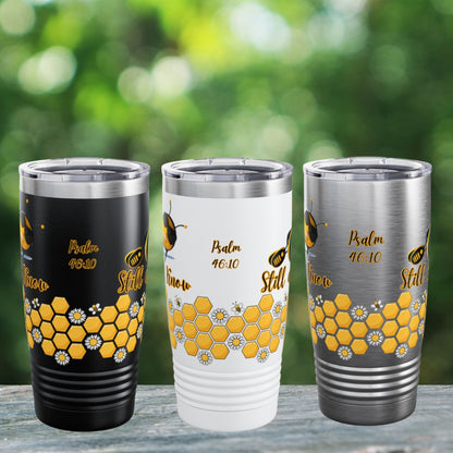 Bee Still And Know Bible Verse 20oz Ringneck Tumbler