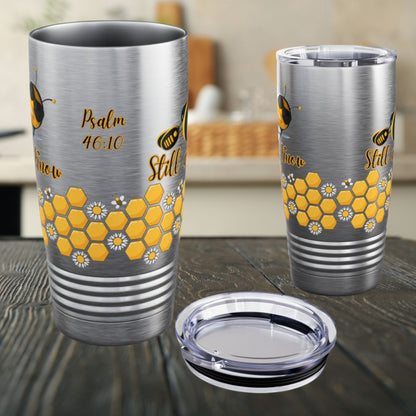 Bee Still And Know Bible Verse 20oz Ringneck Tumbler