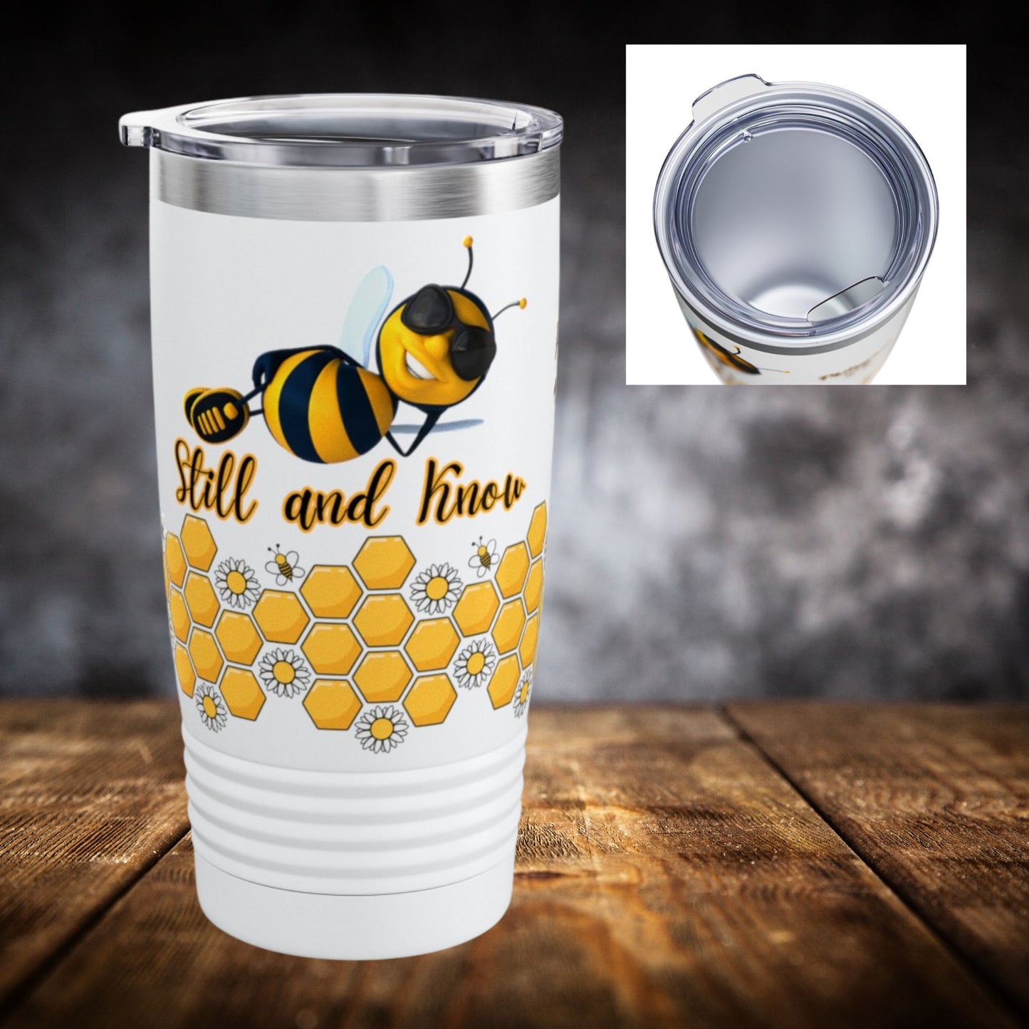 Bee Still And Know Bible Verse 20oz Ringneck Tumbler