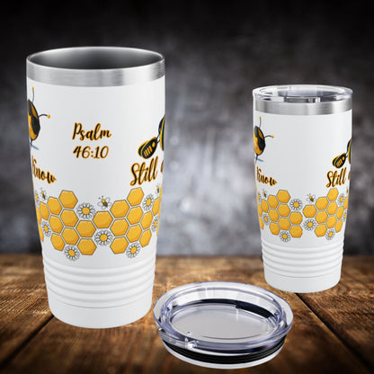 Bee Still And Know Bible Verse 20oz Ringneck Tumbler