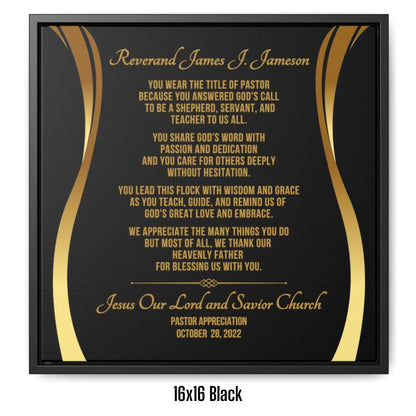 Pastor Appreciation Or Anniversary Framed Canvas Wall Plaque