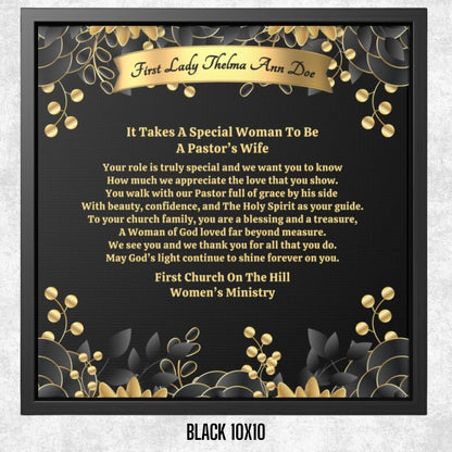Personalized Pastor's Wife Appreciation Framed Canvas Wall Art