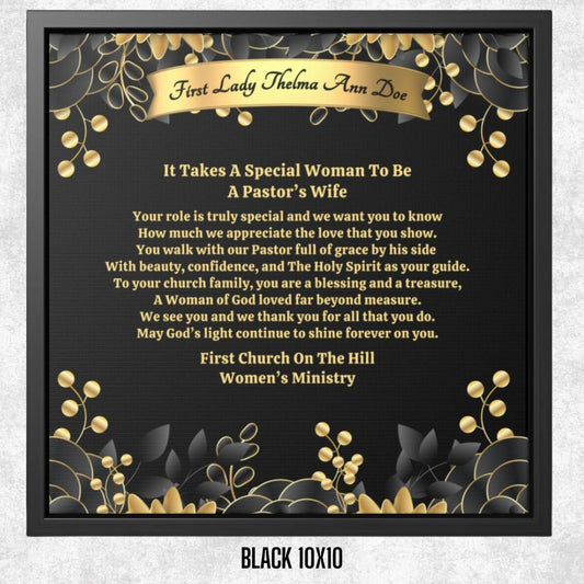 Personalized Pastor's Wife Appreciation Framed Canvas Wall Art