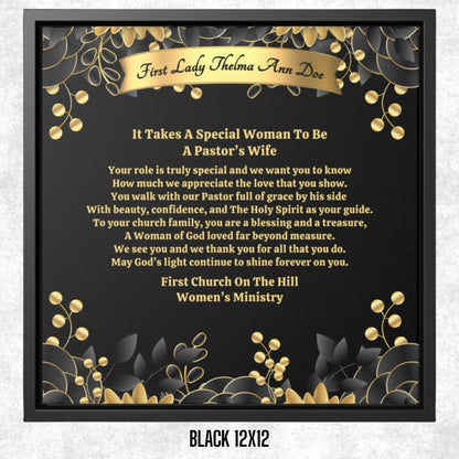 Personalized Pastor's Wife Appreciation Framed Canvas Wall Art
