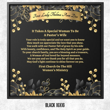 Personalized Pastor's Wife Appreciation Framed Canvas Wall Art